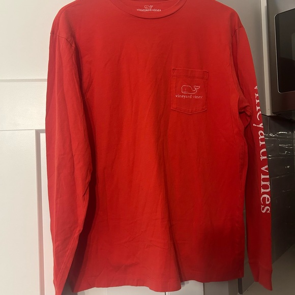 Vineyard Vines Men's Bright Red Long Sleeve Tee - Picture 2 of 6